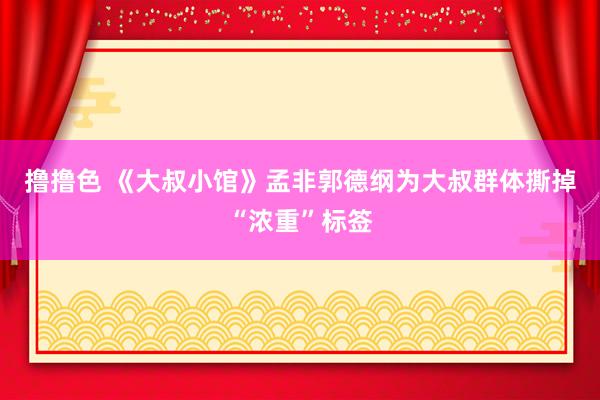 撸撸色 《大叔小馆》孟非郭德纲为大叔群体撕掉“浓重”标签