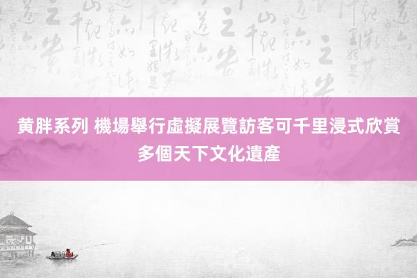 黄胖系列 機場舉行虛擬展覽　訪客可千里浸式欣賞多個天下文化遺產